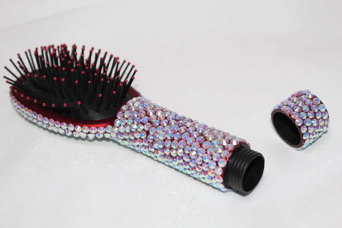 Red hairbrush w/ Pearl bling